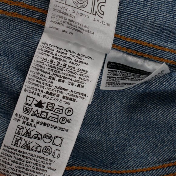 Levis LVC Jacket Womens Small Orange Tab Cotton Embroidered Sleeve Denim Trucker - Picture 4 of 16